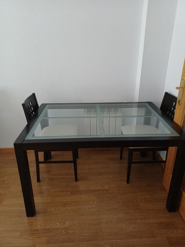 Mesa centro elevable en wengue de cristal madera