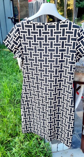 Vestito estivo beige e nero Vinceotto