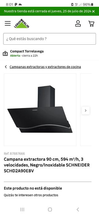 Campana 90cm Nueva