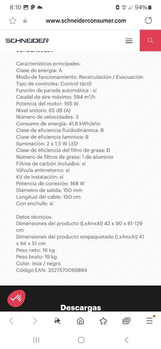 Campana 90cm Nueva