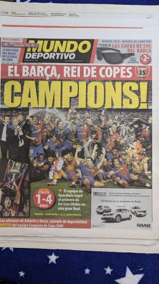 Periódicos Final Copa Ath. Bilbao-1 Barça-4