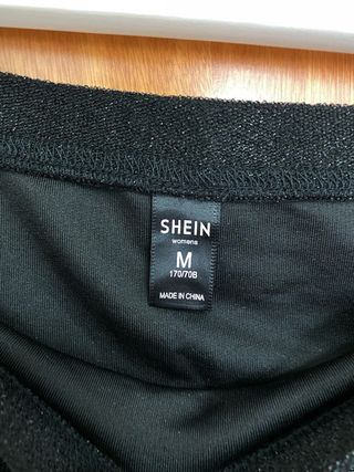 Mini Falda Tubo Negra Brillante Shein M Nueva