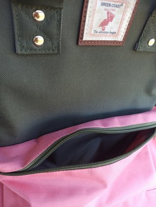 Mochila Green Coast verde y rosa