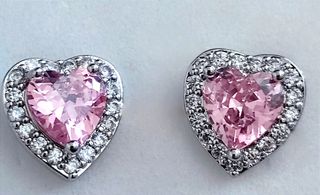 PENDIENTES DE CIRCONITAS CORAZON ROSA