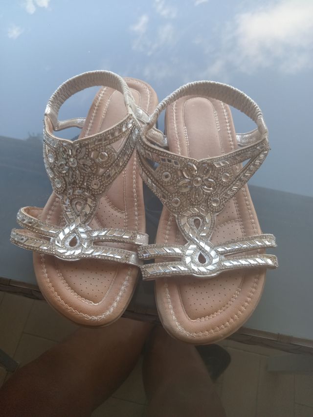Sandali con strass argento n 39