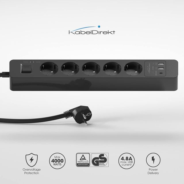 5× presa multipla e connettore multiplo (USB, Po)