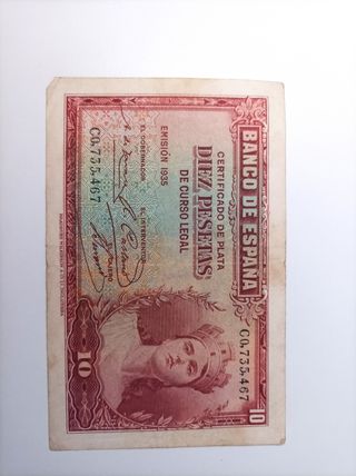 Billete 10 pesetas 1935 serie C
