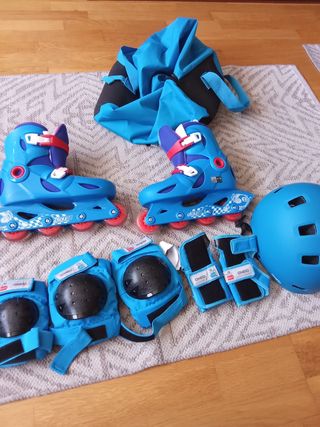Patines niño 34-36, con bolsa,casco y ac