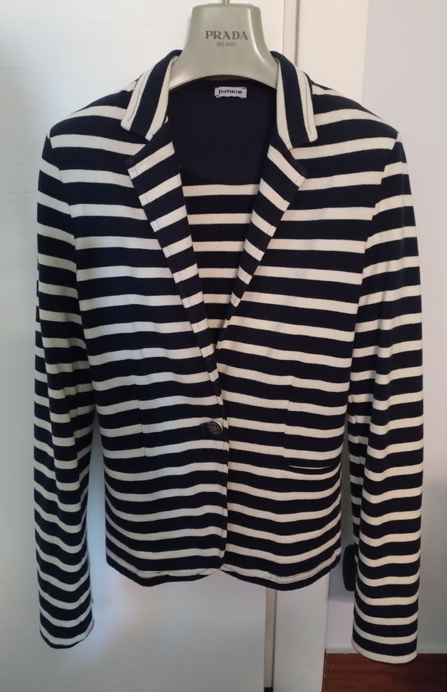 GIACCA DONNA MARINARA A RIGHE BLU/BIANCO