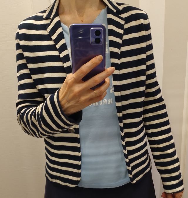 GIACCA DONNA MARINARA A RIGHE BLU/BIANCO