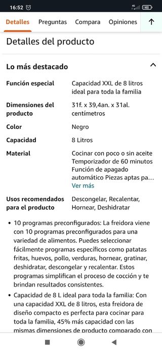 Freidora de aire 8 litros Russell Hobbs