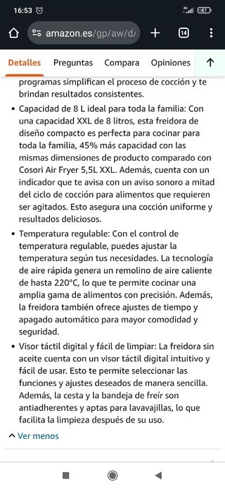 Freidora de aire 8 litros Russell Hobbs