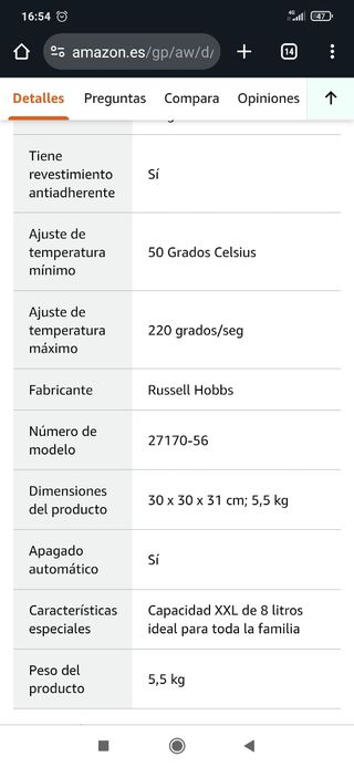 Freidora de aire 8 litros Russell Hobbs