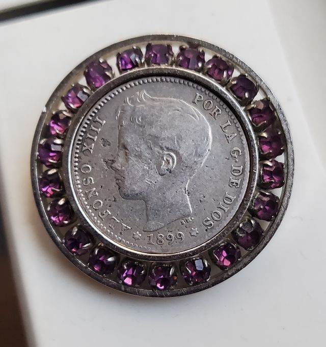 Broche con moneda Alfonso 13