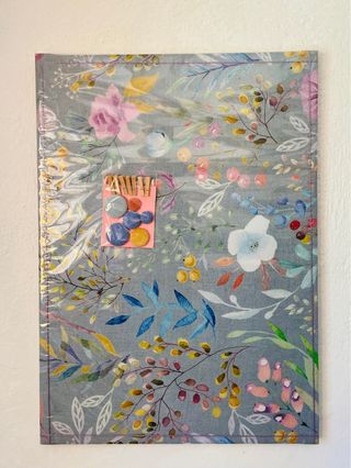 Panel magnetico flores fondo azul grisaceo