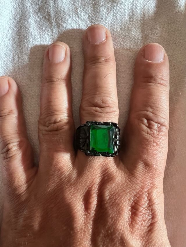 Anello acciaio inox e pietra sintetica marca R&S