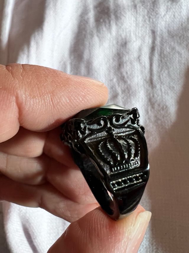 Anello acciaio inox e pietra sintetica marca R&S