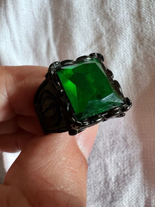 Anello acciaio inox e pietra sintetica marca R&S