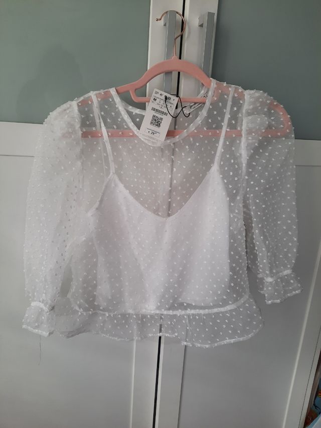 Blusa blanca Stradivarius talla M