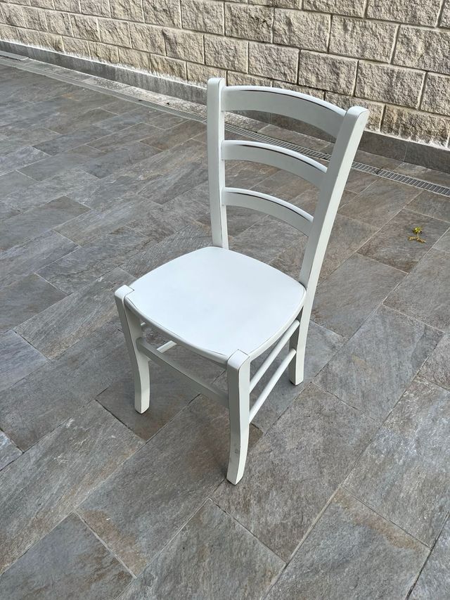 6 sedie da interno bianche in legno Folino