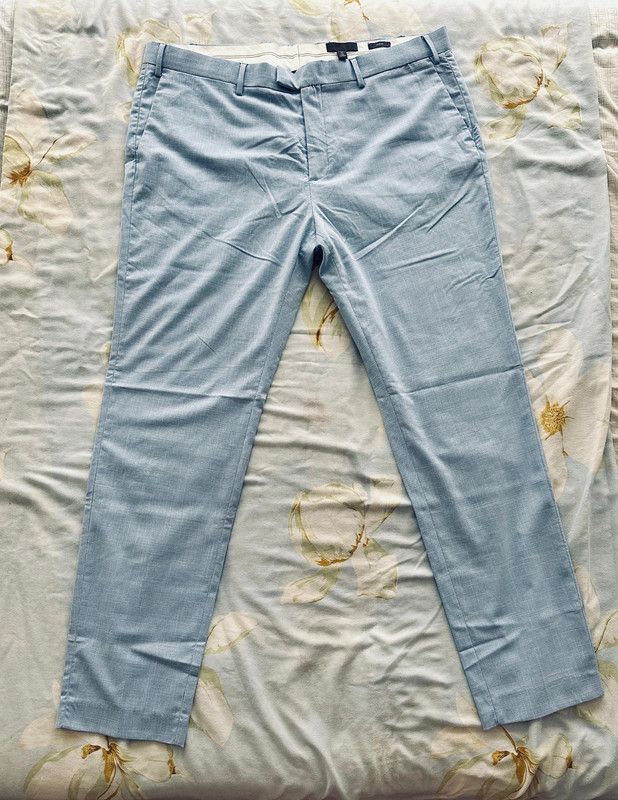 Pantalone da Abito T 60 Slim Fit Azzurro a quadri