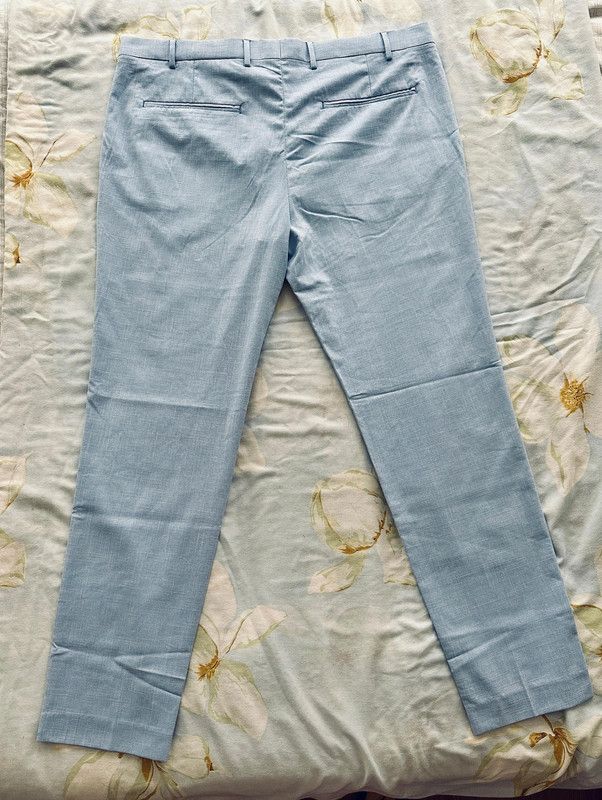 Pantalone da Abito T 60 Slim Fit Azzurro a quadri