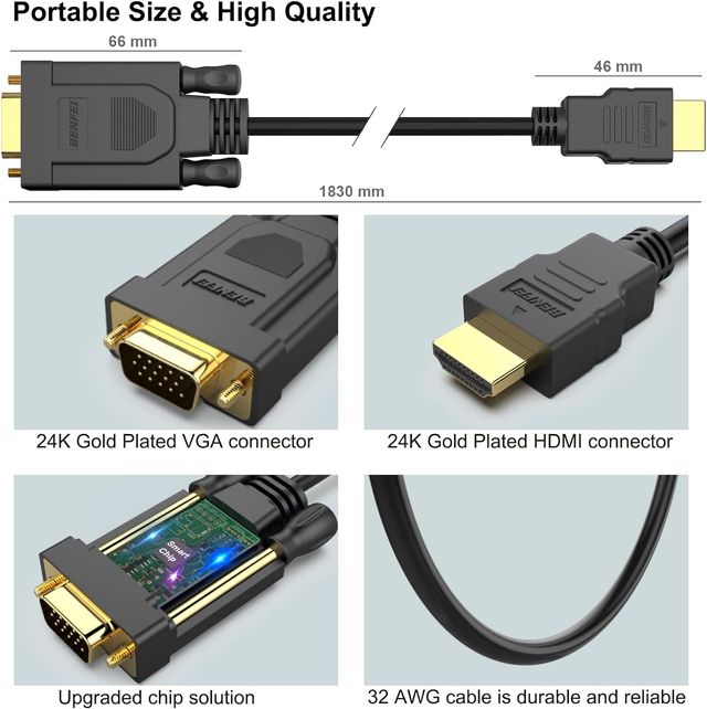 Cavo HDMI a VGA BENFEI 1,8 M
