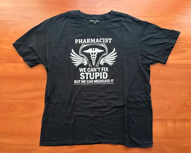 T-shirt maniche corte nera Taglia XL farmacista