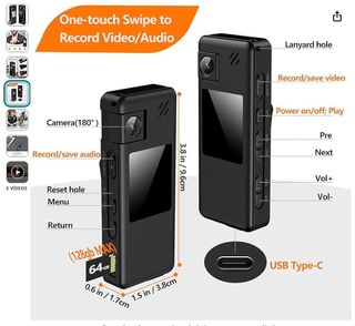 Cámara corporal con audio Policía 1080p