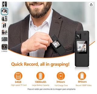 Cámara corporal con audio Policía 1080p