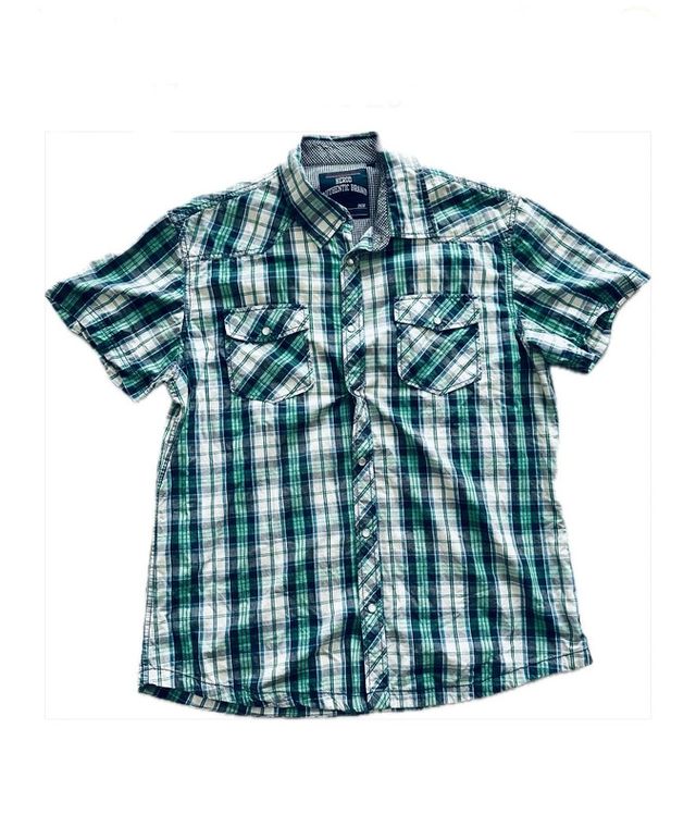 Camicia uomo  maniche corte L con motivi verdi