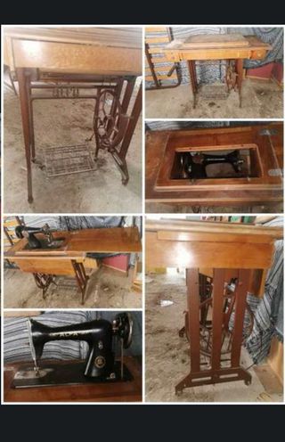 Alfa Máquina coser antigua con cabeza oculta