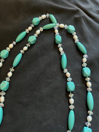 Collana lunga donna con pietre turchesi