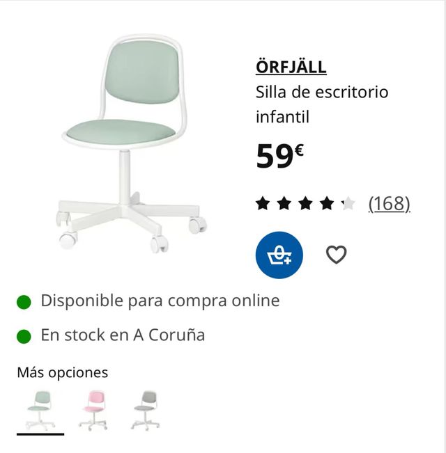Silla ikea azul y blanca ÖRFJÄLL  escritorio niños