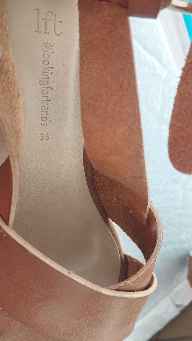 Cuñas cuero y yute talla 36