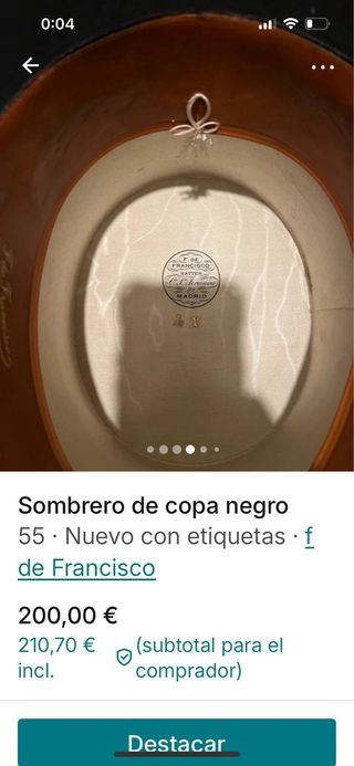 Sombrero de copa negro