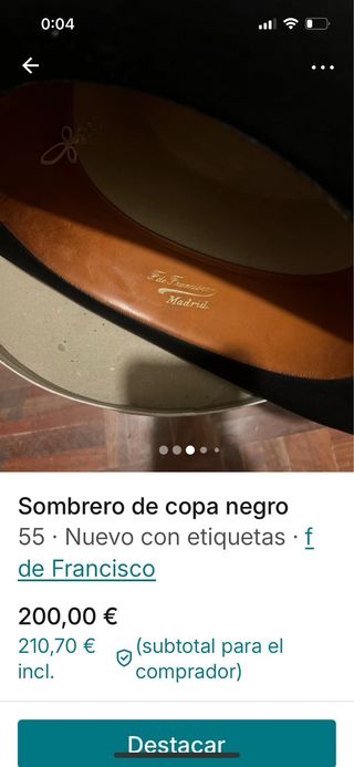 Sombrero de copa negro