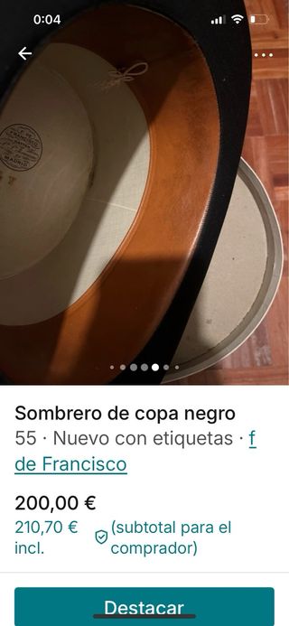 Sombrero de copa negro