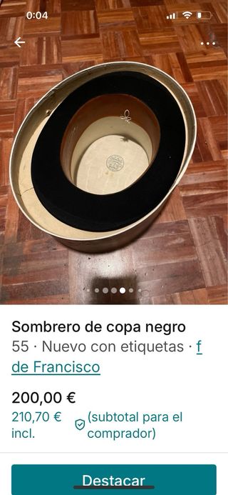 Sombrero de copa negro