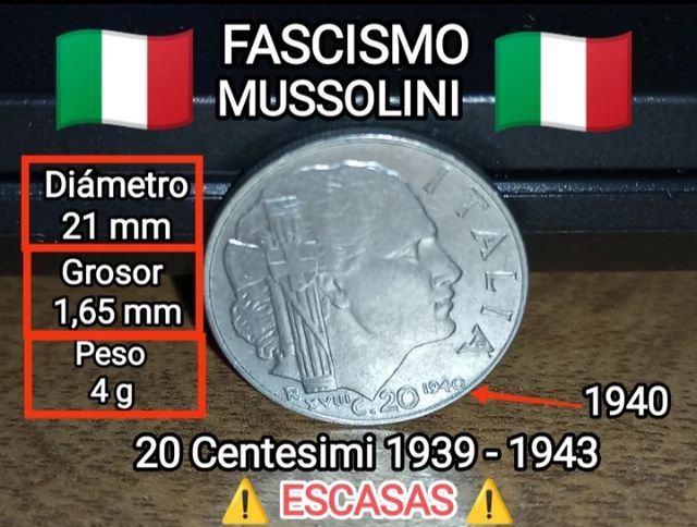 LOTE monedas Italia Fascista + Segunda República