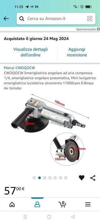 Smerigliatrice angolare ad aria