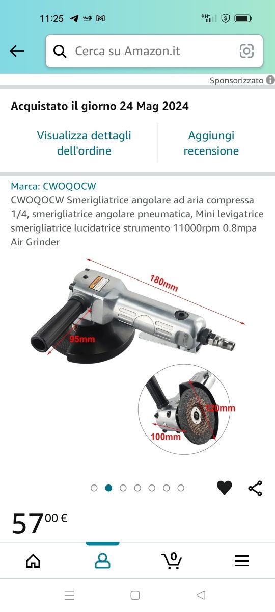 Smerigliatrice angolare ad aria