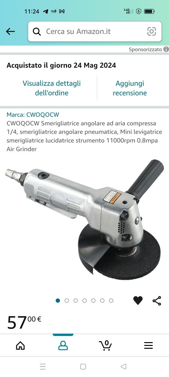 Smerigliatrice angolare ad aria