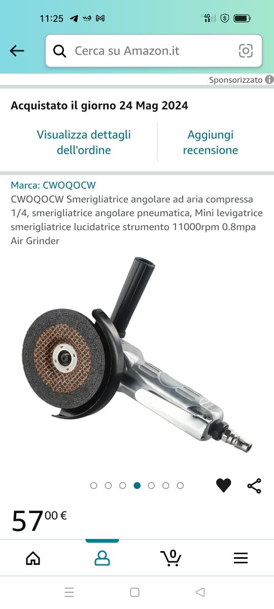 Smerigliatrice angolare ad aria