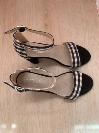Sandalias tacón vichy talla 37