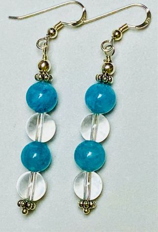 Pendientes de aguamarina y cuarzo en plata ley 925
