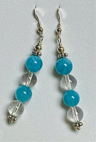 Pendientes de aguamarina y cuarzo en plata ley 925