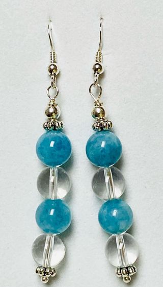 Pendientes de aguamarina y cuarzo en plata ley 925