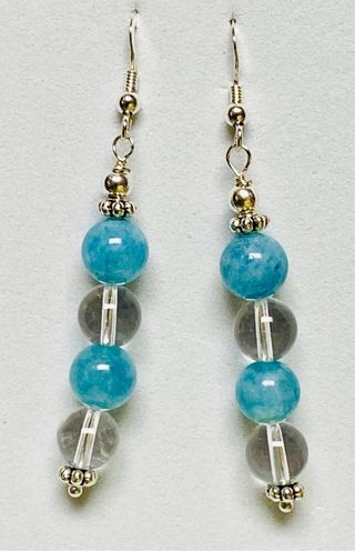Pendientes de aguamarina y cuarzo en plata ley 925