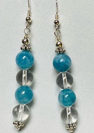 Pendientes de aguamarina y cuarzo en plata ley 925
